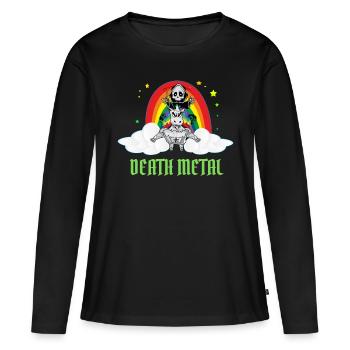 MORT METAL - T-shirt manches longues Premium bio Femme - noir - Devant - Julia (174cm)