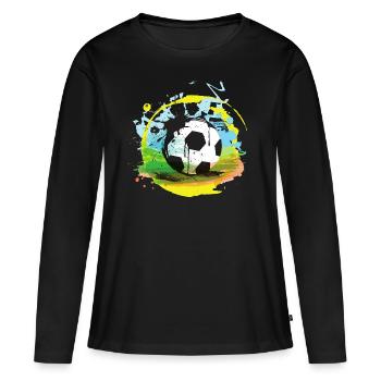 Fußball Geschenk Fußballbekleidung Jungen Mädchen - Frauen Premium Bio Langarmshirt - Schwarz - Vorne - Julia (174cm)