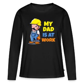 Mon père est au travail - T-shirt manches longues Premium bio Femme - noir - Devant - Julia (174cm)