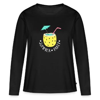 Cadeau cocktail design fête été - T-shirt manches longues Premium bio Femme - noir - Devant - Julia (174cm)