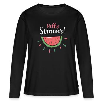 Bonjour Summer Melon Summer Design Cadeau Cool - T-shirt manches longues Premium bio Femme - noir - Devant - Julia (174cm)