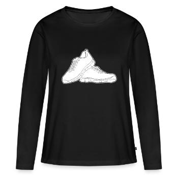 Running shoes Black Solid - T-shirt manches longues Premium bio Femme - noir - Devant - Julia (174cm)