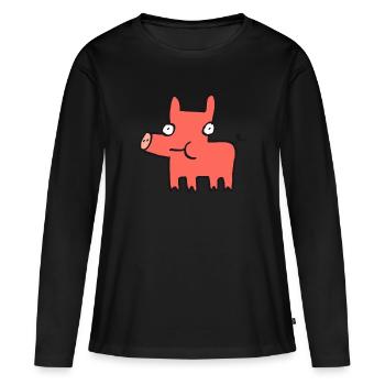 Petit cochon Ito - T-shirt manches longues Premium bio Femme - noir - Devant - Julia (174cm)
