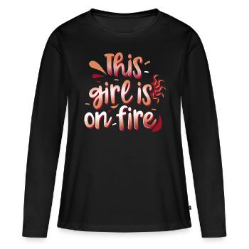 This Girl is on Fire - Frauen Premium Bio Langarmshirt - Schwarz - Vorne - Julia (174cm)