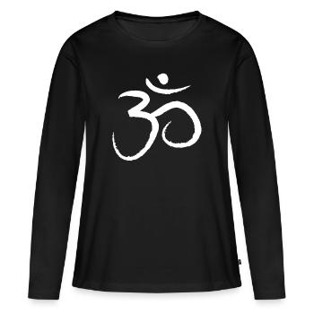 OM - T-shirt manches longues Premium bio Femme - noir - Devant - Julia (174cm)