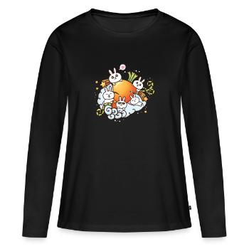 Cute cartoon rabbits and carrot - Women's Premium Organic Long Sleeve Shirt - black - Front - Julia (174cm)