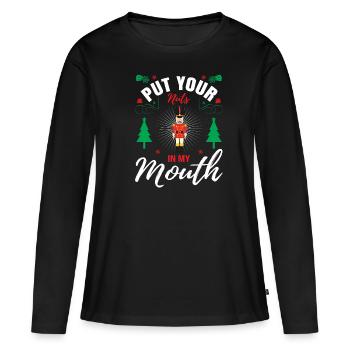 Noël laid - T-shirt manches longues Premium bio Femme - noir - Devant - Julia (174cm)