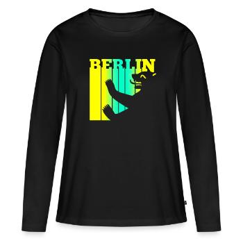 Ours de Berlin - T-shirt manches longues Premium bio Femme - noir - Devant - Julia (174cm)
