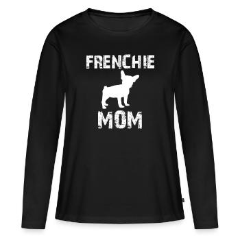 Bouledogue français maman - T-shirt manches longues Premium bio Femme - noir - Devant - Julia (174cm)