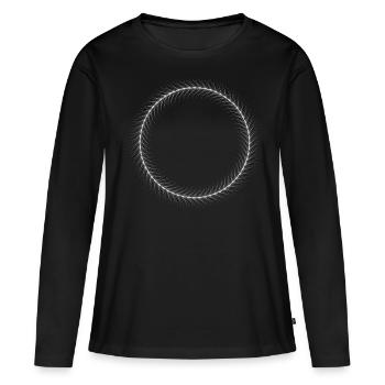 Kreis - Ring - Form - Rund - Federring Weiss - Frauen Premium Bio Langarmshirt - Schwarz - Vorne - Julia (174cm)