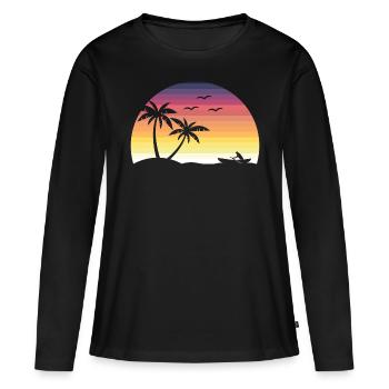 SPRING SUNSET - T-shirt manches longues Premium bio Femme - noir - Devant - Julia (174cm)