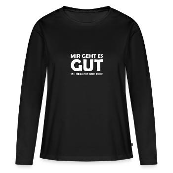 J'ai besoin de repos! Pour les stressés ou autistes - T-shirt manches longues Premium bio Femme - noir - Devant - Julia (174cm)