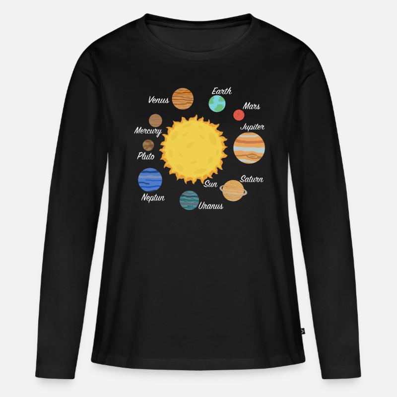 Sonnensystem Planeten Geschenk - Frauen Premium Bio Langarmshirt - Schwarz