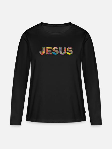 Jesus liebt dich - Frauen Premium Bio Langarmshirt - Schwarz