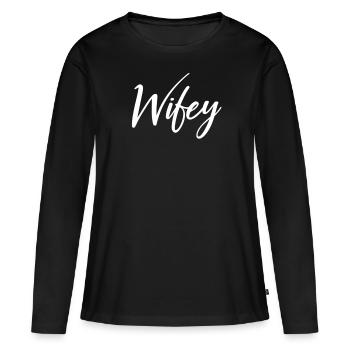 Wifey - T-shirt manches longues Premium bio Femme - noir - Devant - Julia (174cm)