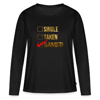 Single Attribué Gamer - T-shirt manches longues Premium bio Femme - noir - Devant - Julia (174cm)