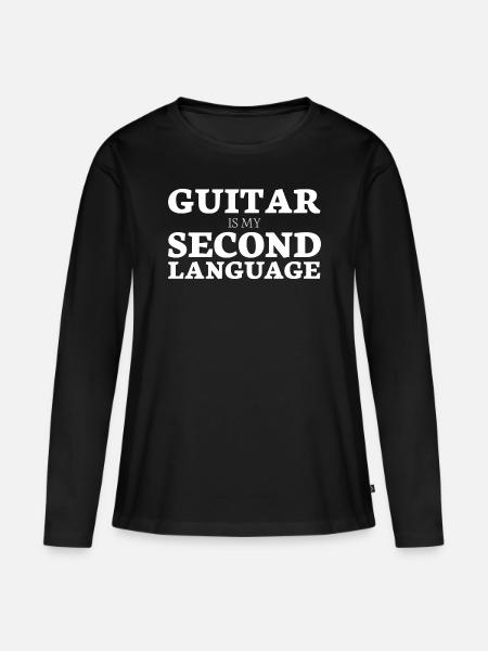 Guitar is my second language - Women's Premium Organic Long Sleeve Shirt - black