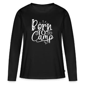 Born to camp Camping Nature Adventure - Women's Premium Organic Long Sleeve Shirt - black - Front - Julia (174cm)