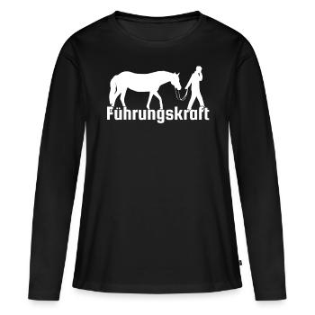 Cooles Pferde Shirt - Führungskraft Pferde Reiter - Frauen Premium Bio Langarmshirt - Schwarz - Vorne - Julia (174cm)