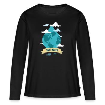 Économiser l'eau - T-shirt manches longues Premium bio Femme - noir - Devant - Julia (174cm)