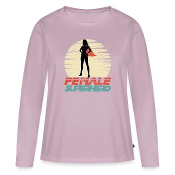Fille puissance héroïne féministe super maman dessin animé - T-shirt manches longues Premium bio Femme - rose poudré - Devant - Julia (174cm)