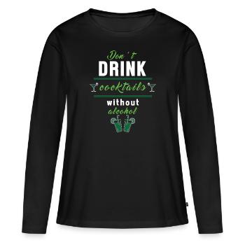 Cocktail - T-shirt manches longues Premium bio Femme - noir - Devant - Julia (174cm)