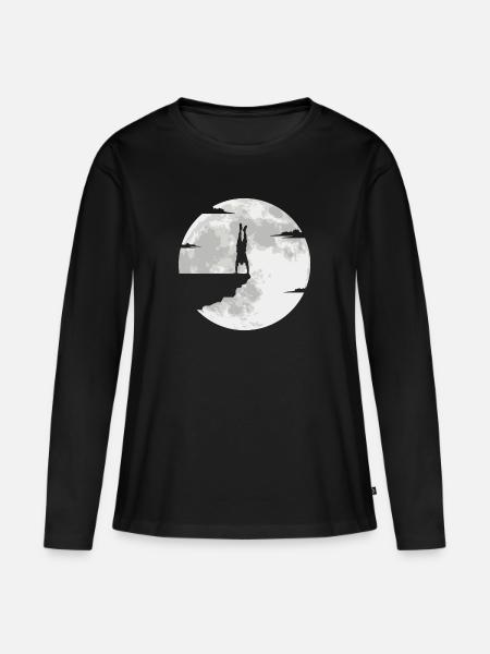 Turnen Vollmond Gymnastik Geräteturnen Sport - Frauen Premium Bio Langarmshirt - Schwarz