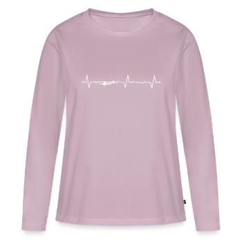 Trompette trompette musiciens - musiciens de soufflage - T-shirt manches longues Premium bio Femme - rose poudré - Devant - Julia (174cm)