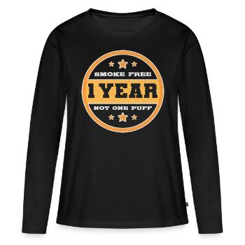 1 an sans tabac 2021 Non-fumeur Non fumeur - T-shirt manches longues Premium bio Femme - noir - Devant - Julia (174cm)