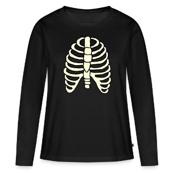 Cadeau comique drôle de colonne vertébrale osseuse - T-shirt manches longues Premium bio Femme - noir - Devant - Julia (174cm)