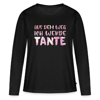 Tante Je serai tante - T-shirt manches longues Premium bio Femme - noir - Devant - Julia (174cm)