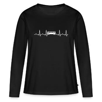 Chauffeur de bus battements de coeur bus bus bus bus - T-shirt manches longues Premium bio Femme - noir - Devant - Julia (174cm)