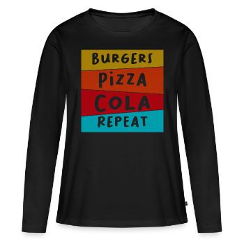 Burger Pizza Cola - T-shirt manches longues Premium bio Femme - noir - Devant - Julia (174cm)
