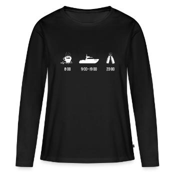 Bateau bateau - T-shirt manches longues Premium bio Femme - noir - Devant - Julia (174cm)