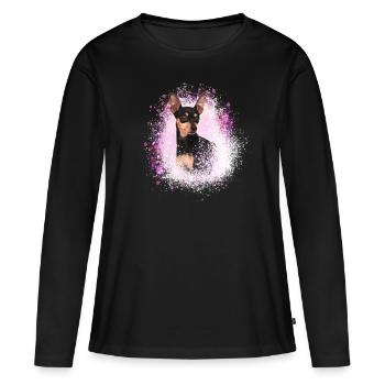 pinscher ,pinscher, rose,chien ,peinture - T-shirt manches longues Premium bio Femme - noir - Devant - Julia (174cm)