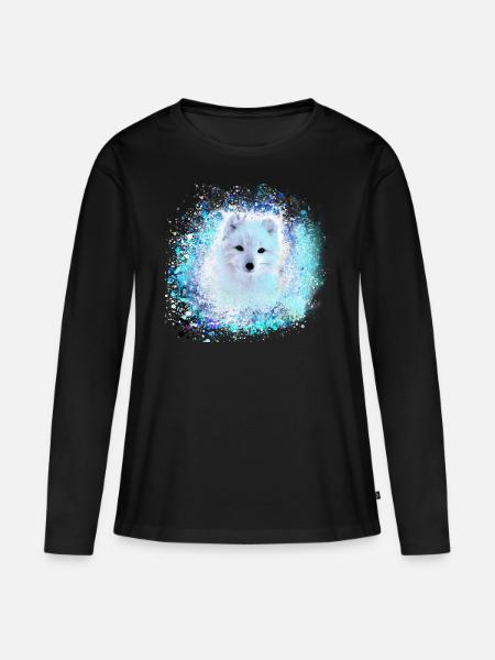 blau ,polarfuchs, fuchs, weiss ,aquarell ,malerei - Frauen Premium Bio Langarmshirt - Schwarz