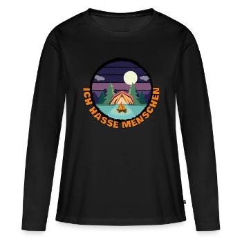 Ich hasse Menschen - Frauen Premium Bio Langarmshirt - Schwarz - Vorne - Julia (174cm)