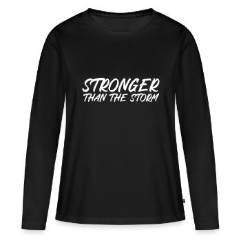 Plus fort que la tempête - T-shirt manches longues Premium bio Femme - noir - Devant - Julia (174cm)