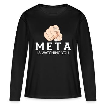 Meta vous voit - T-shirt manches longues Premium bio Femme - noir - Devant - Julia (174cm)