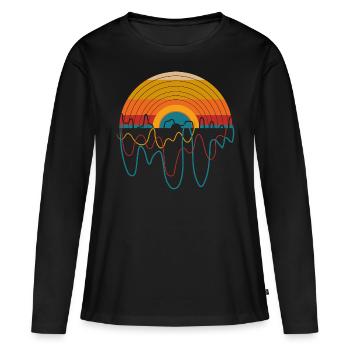 Retro LP Vinyl Player I Sunset Vinyl Records - Frauen Premium Bio Langarmshirt - Schwarz - Vorne - Julia (174cm)