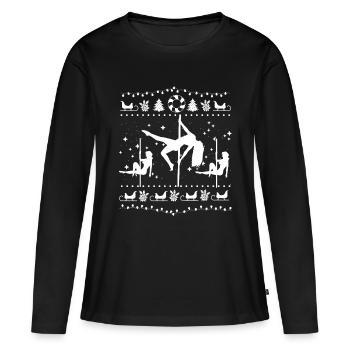 Pole Dance Noël Shirt cadeau Ugly - T-shirt manches longues Premium bio Femme - noir - Devant - Julia (174cm)
