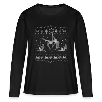 Pole Dance Christmas Shirt Gift Ugly - Women's Premium Organic Long Sleeve Shirt - black - Front - Julia (174cm)