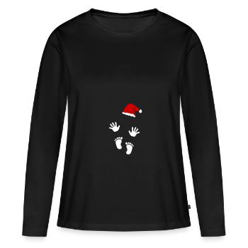 Cadeau Femme enceinte Grossesse Enceinte - T-shirt manches longues Premium bio Femme - noir - Devant - Julia (174cm)