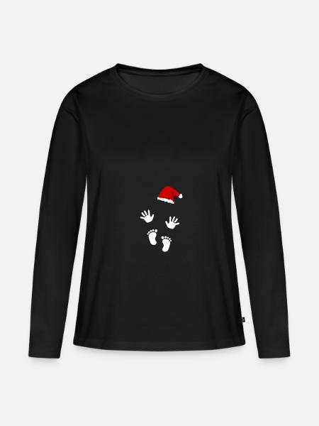 Geschenk Schwangere Frau Schwanger Schwangerschaft - Frauen Premium Bio Langarmshirt - Schwarz