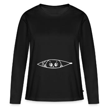 Cadeau Femme enceinte Grossesse Enceinte - T-shirt manches longues Premium bio Femme - noir - Devant - Julia (174cm)