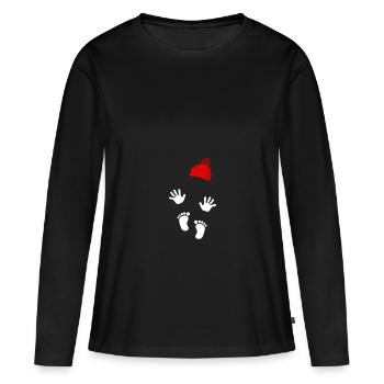 Cadeau Femme enceinte Grossesse Enceinte - T-shirt manches longues Premium bio Femme - noir - Devant - Julia (174cm)