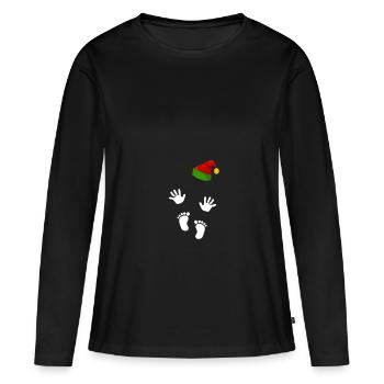 Cadeau Femme enceinte Grossesse Enceinte - T-shirt manches longues Premium bio Femme - noir - Devant - Julia (174cm)