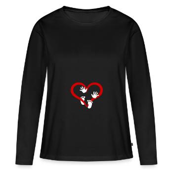 Cadeau Femme enceinte Grossesse Enceinte - T-shirt manches longues Premium bio Femme - noir - Devant - Julia (174cm)