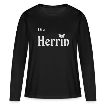 Mme Domina - T-shirt manches longues Premium bio Femme - noir - Devant - Julia (174cm)