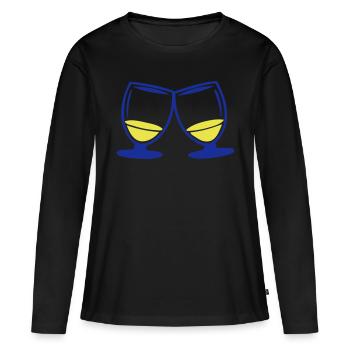 alcohol aperitif glass - Women's Premium Organic Long Sleeve Shirt - black - Front - Julia (174cm)
